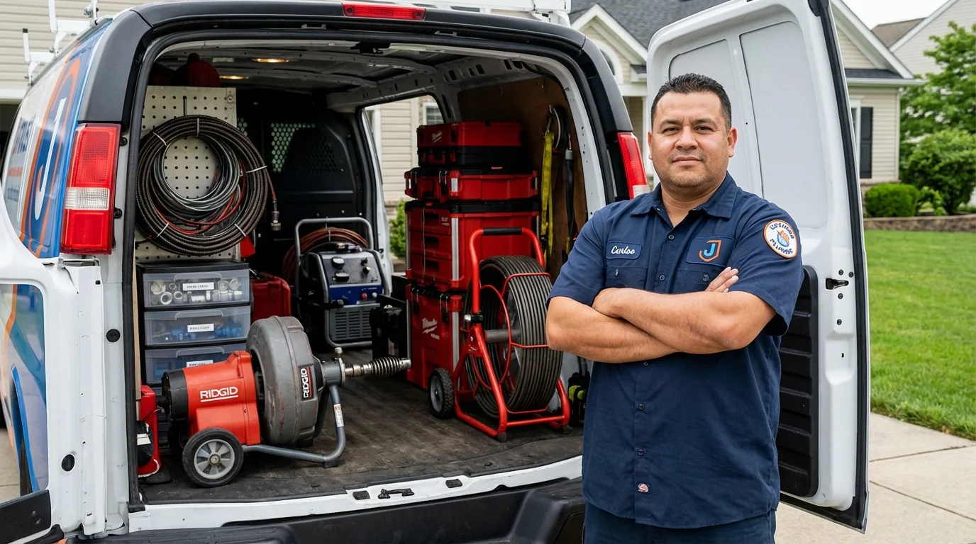 Professional drain cleaning equipment and Johns Plumbing LLC plumber in Ogdensburg