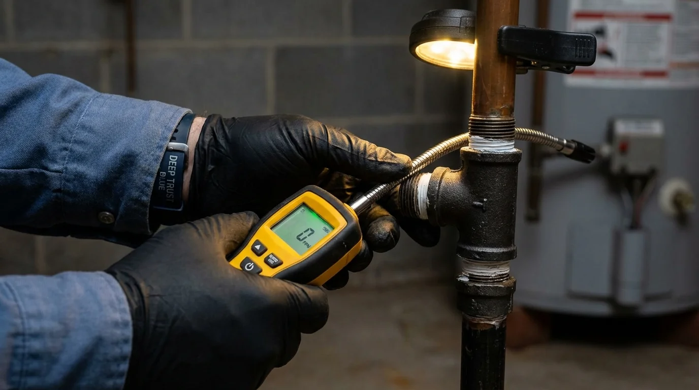 Gas leak detection with electronic sniffer by Johns Plumbing LLC in Ogdensburg